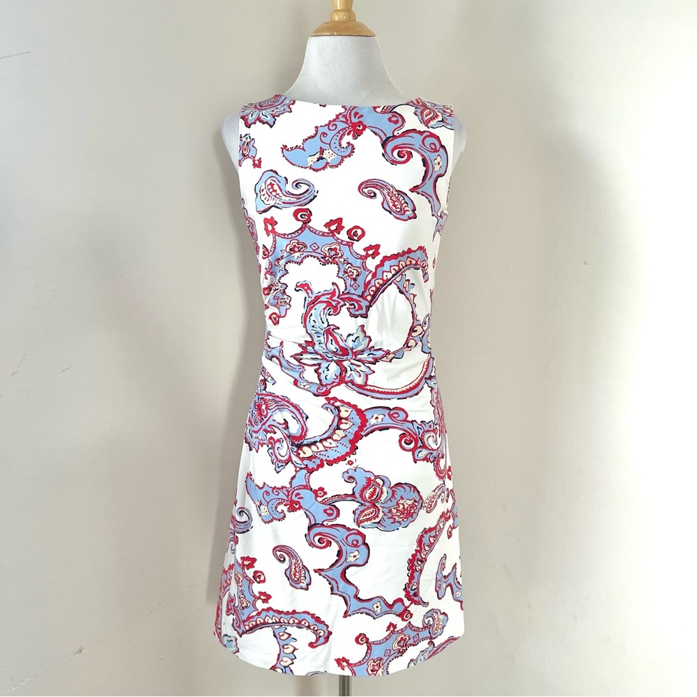J. McLaughlin Red and Blue Paisley Mini Dress